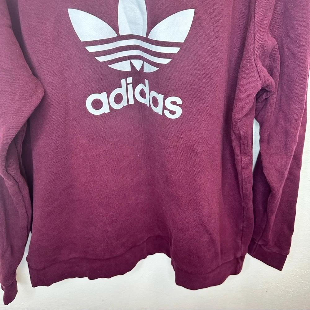 Adidas Burgundy White Logo Sweatshirt Size XLarge - Picture 4 of 9